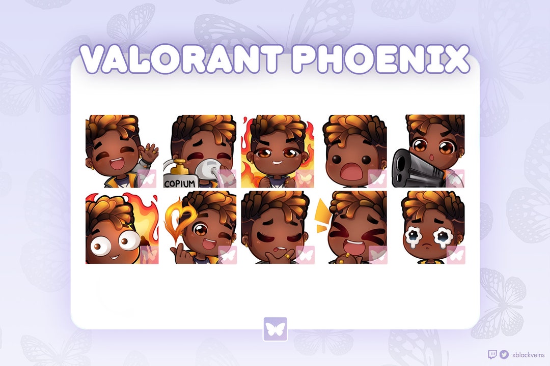 Phoenix Valorant Cute Emotes Pack for Twitch and Discord Etsy