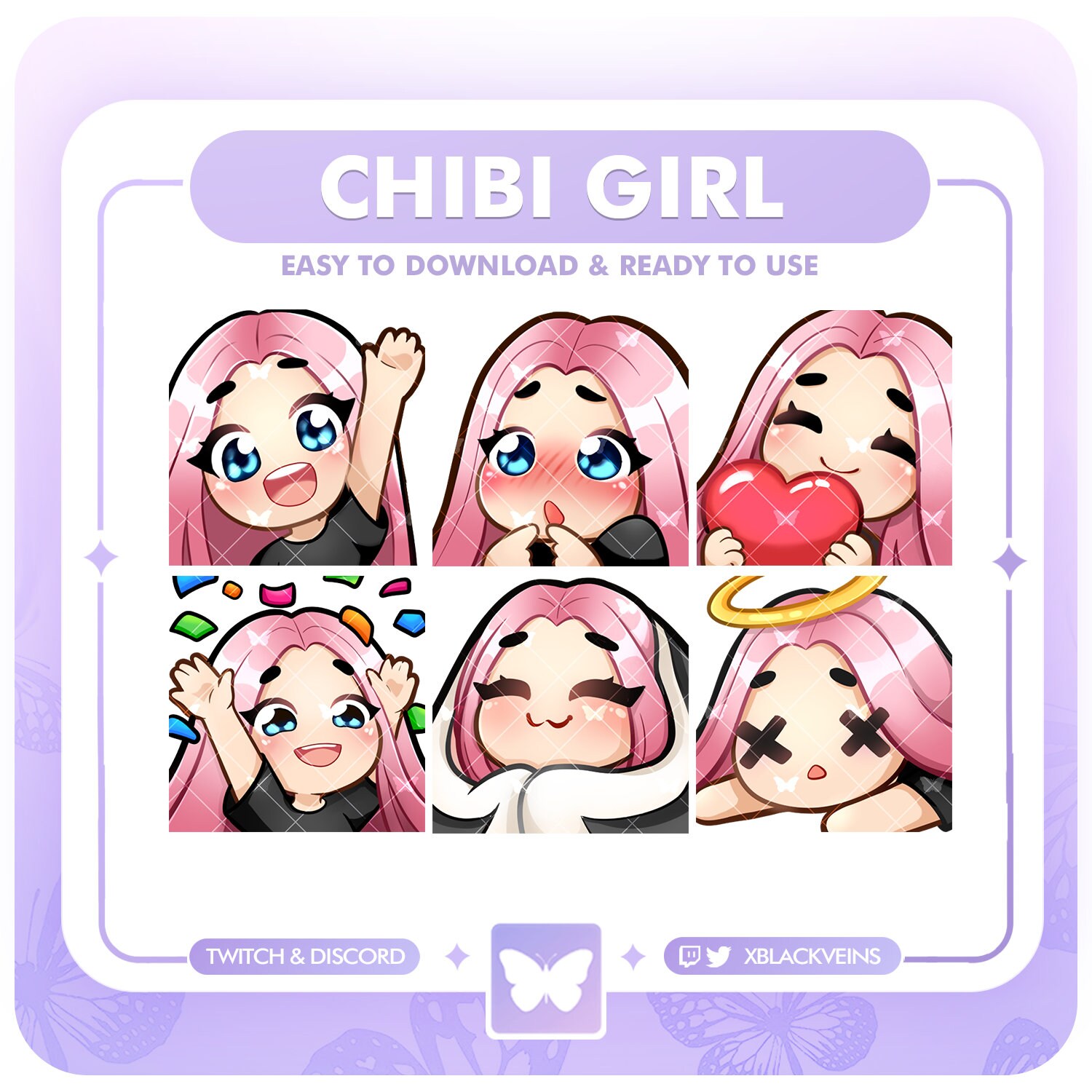 Twitch Blonde hair chibi girl emotes / Blue eyes Girl chibi -  Portugal