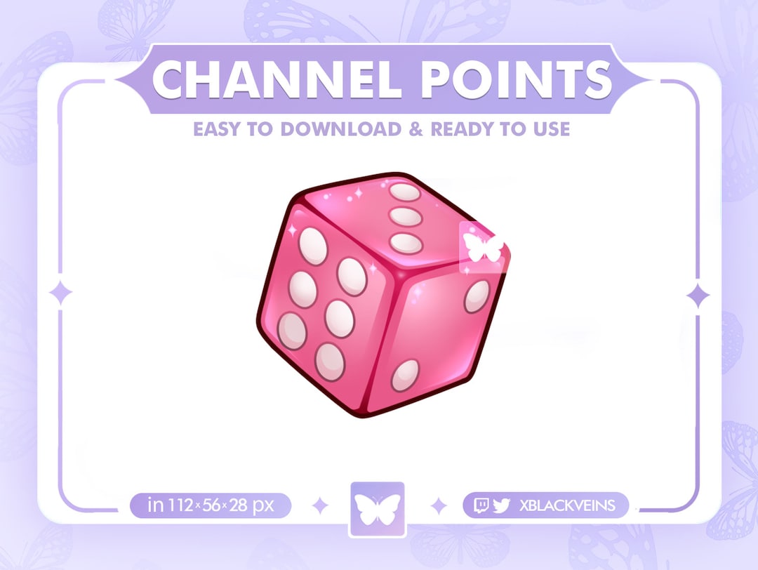Dice Channel Points Icon for Twitch Cute Pink Dice Twitch Channel Point