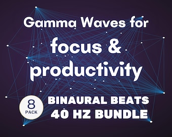 40 Hz Gamma Waves Frequency - Binaural Beats 8-Pack Audio - Pure Sound Frequencies & Nature Sounds - For Productivity and Focus