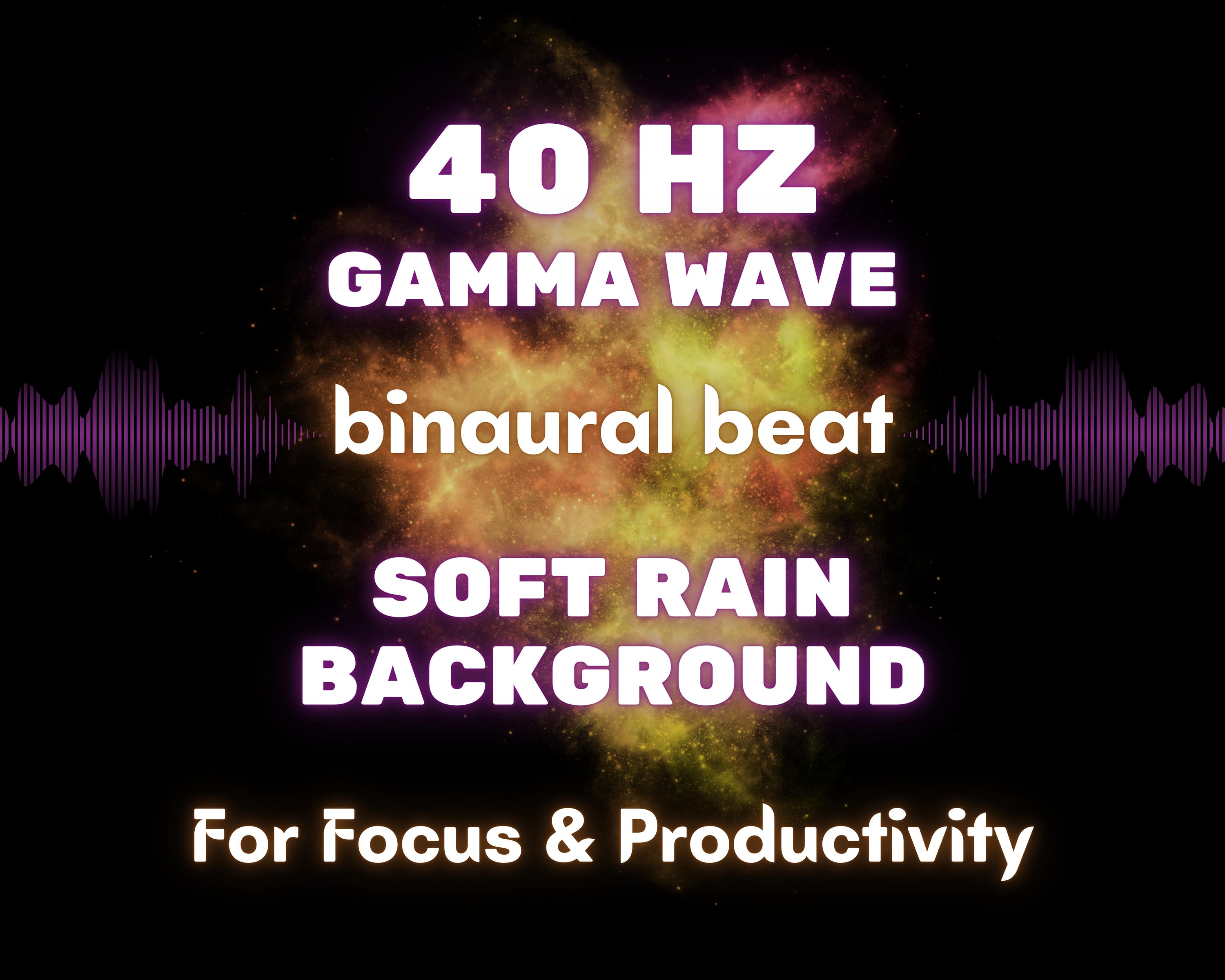 40 Hz Gamma Waves Frequency - Binaural Beat & Soft Rain Sounds Background - Brainwave Frequency Audio - For Productivity and Focus