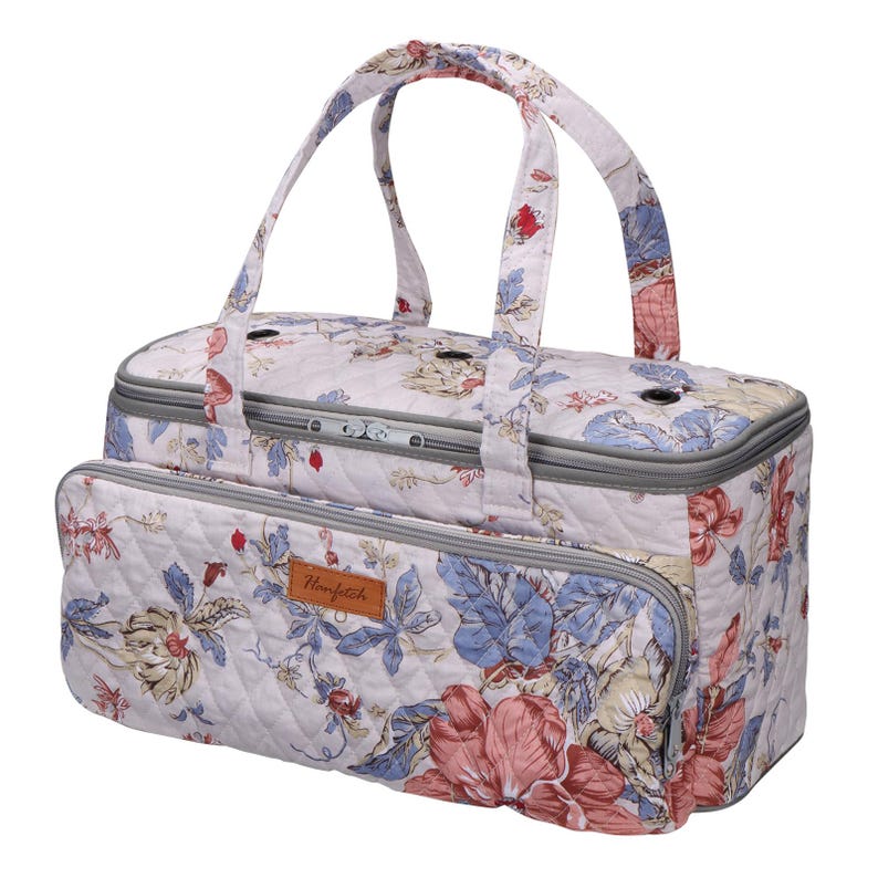Floral Yarn Bag: Portable Knitting & Crochet Organizer Flower-White