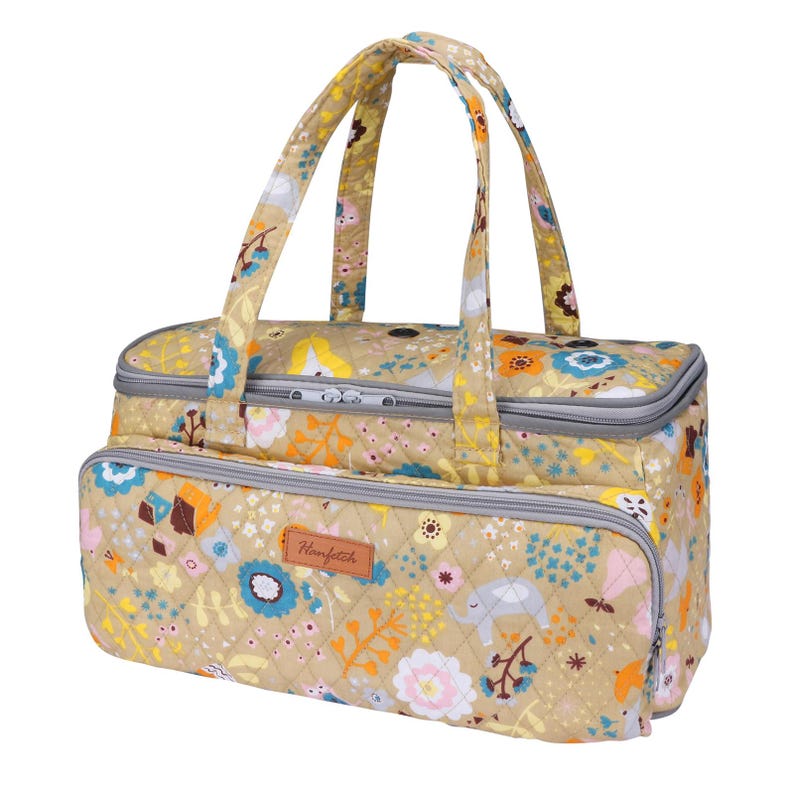 Floral Yarn Bag: Portable Knitting & Crochet Organizer Flower-Yellow