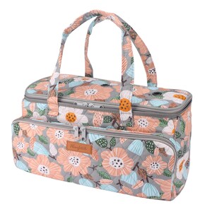 Floral Yarn Bag: Portable Knitting & Crochet Organizer Flower-Grey