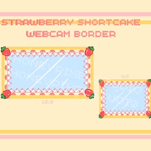 Cute Strawberry Shortcake, Pixel Art, Twitch, Discord, Streaming Webcam Border