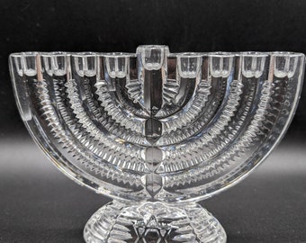 RARE Hanukkah Menorah Crystal Candle Legends By GODINGER 24% Full Lead Crystal