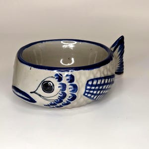 Tonala Mexican Fish Shaped Bowl Pottery Signed TD Xochiquetzal Teresa Duran