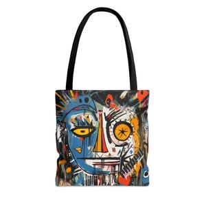 Face Fear Designer Abstract Colorful Painting wearable art Tote Bag (AOP)
