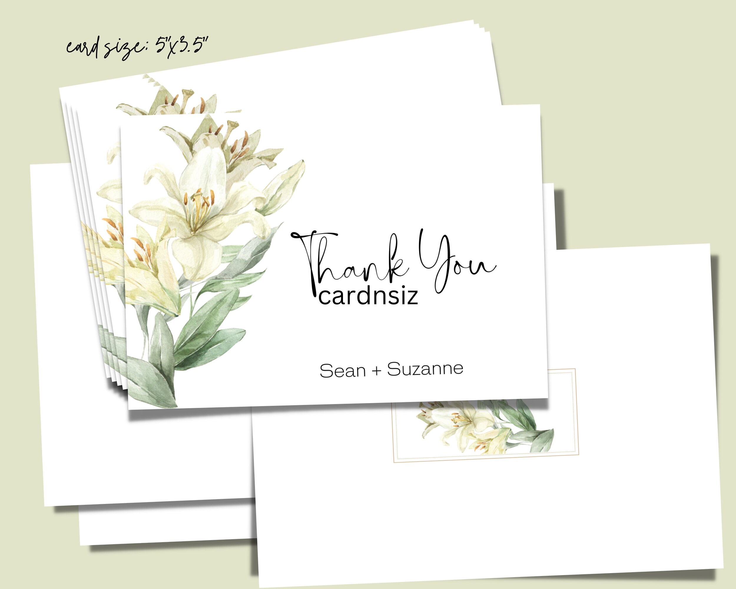 Double-sided, Thank You Folded Card, Wedding / Baby / Bridal Shower ...