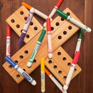 Marker Stand -  Holds 32 Large Markers - Classroom - Art - Lid Stays - Sharable - Rubber Feet