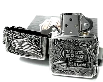 Encendedor Zippo Harley Davidson HDP-28 Eagle de 3 lados, de metal plateado. Vendedor del Reino Unido.
