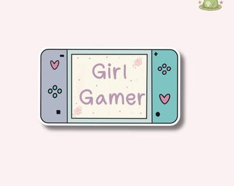 Girl Gamer Sticker, Cozy Gaming, Pastel Switch Decal, Console Art,  Kawaii Laptop Sticker