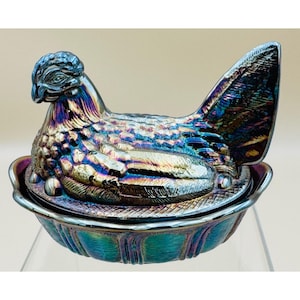 Fenton Hen on a Nest Carnival Glass - Etsy