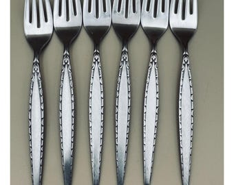 6 Oneida Community VENETIA Salad Forks Stainless Flatware Retired