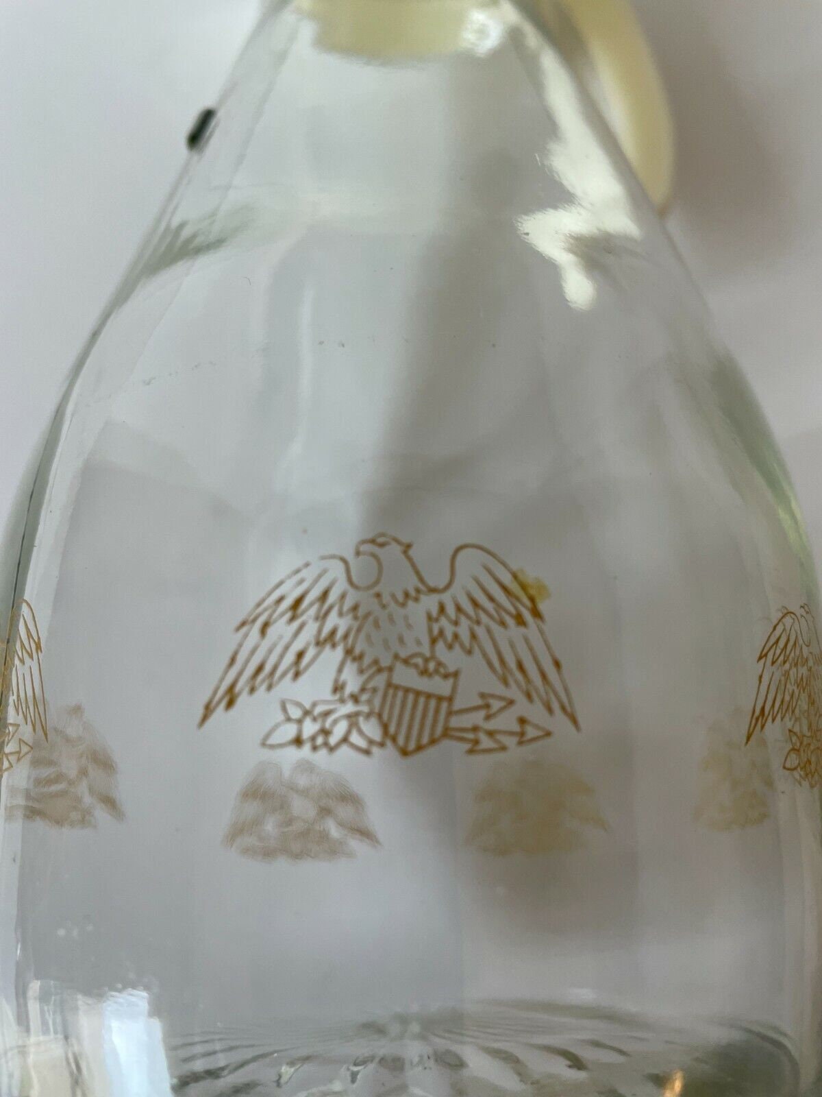 Vintage Clear Glass Log Cabin Pyrex Syrup Honey Dispenser MCM Gold