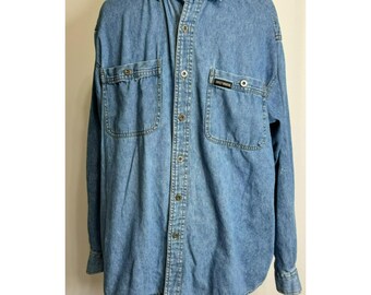 Chemise Harley Davidson Bleu Denim Manches Longues Femme - Occasion Vintage USA