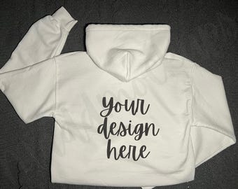 Maqueta de sudadera con capucha blanca plana Maqueta de creación digital Impresión a pedido Maqueta de sudadera con capucha blanca simple Maqueta de sudadera con capucha moderna Gildan 18500
