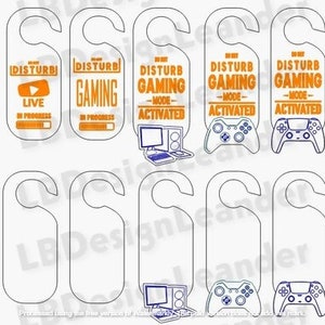 Epic Gaming and LIVE video Door Hangers for bedroom, office, or play room. Laser, Cricut, or CNC crafting.     - Instant Download