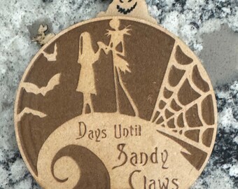 Countdown to Christmas nightmare edition. Christmas countdown Ornament / Magnet. SVG, DXF file included. Jack and Sally, days till Christmas