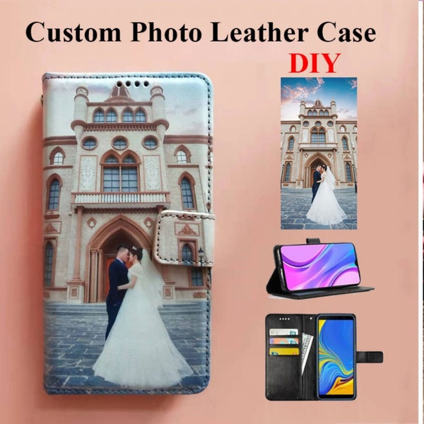 Custom PU Leather wallet case for iPhone 13 12 14 Pro max se 2020 8 7 6 Plus XR X XS max print photo Name logo book flip cover