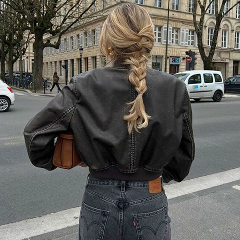 Leather Biker Coat Gothic Leather Jacket Women Pu Jackets Lapel Short Coat Slim Fit Slimming main image 0