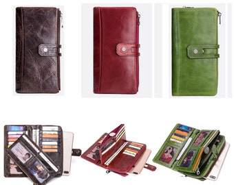 Leather clutch wallet for women & man • Women Leather Wallet • Leather Wallet For Women • Leather Purse Zipper