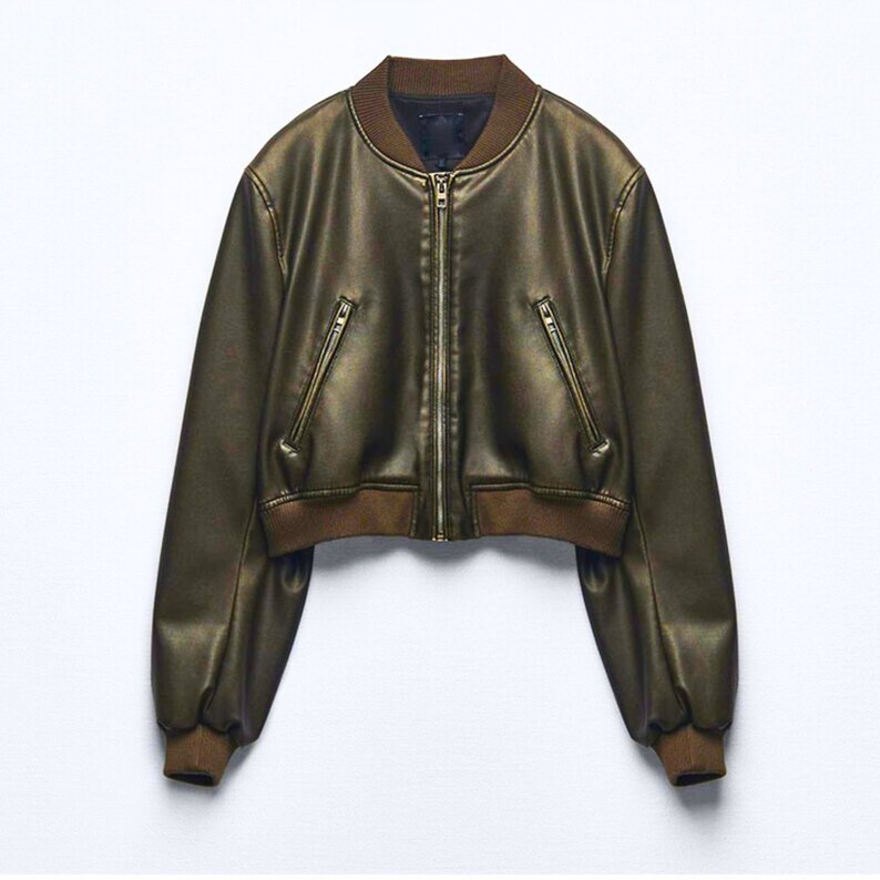 Leather Biker Coat Gothic Leather Jacket Women Pu Jackets Lapel Short Coat Slim Fit Slimming main image 1
