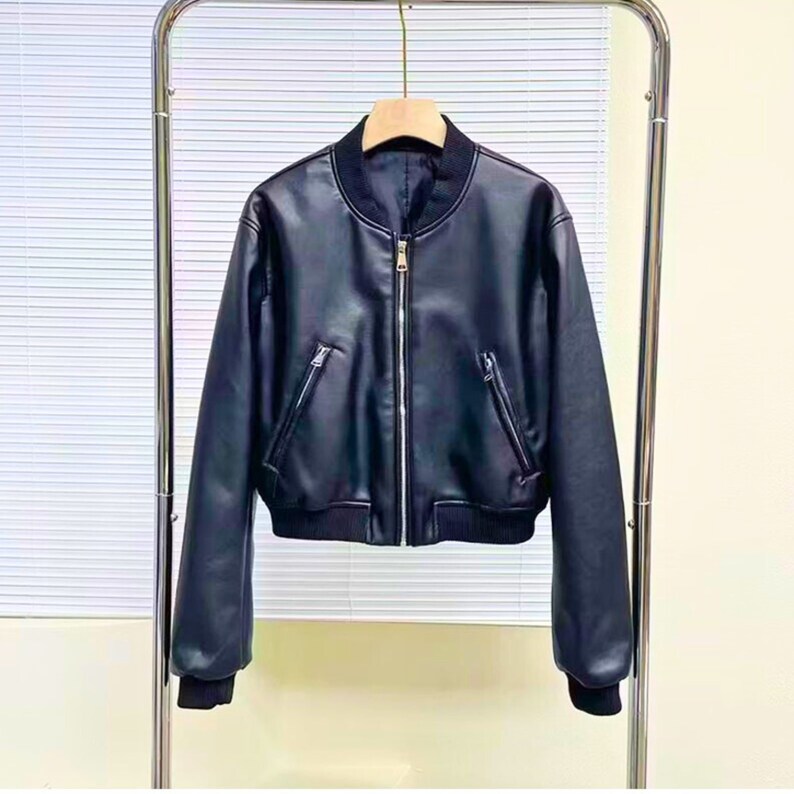 Leather Biker Coat Gothic Leather Jacket Women Pu Jackets Lapel Short Coat Slim Fit Slimming