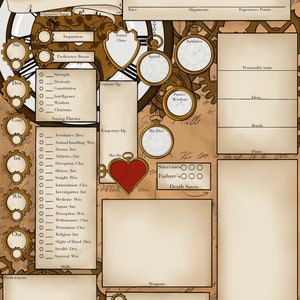 Dungeons and Dragons artificer/steampunk character sheet