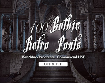 100+ Gothic Fonts Bundle, Retro Calligraphy (TTF/OTF)