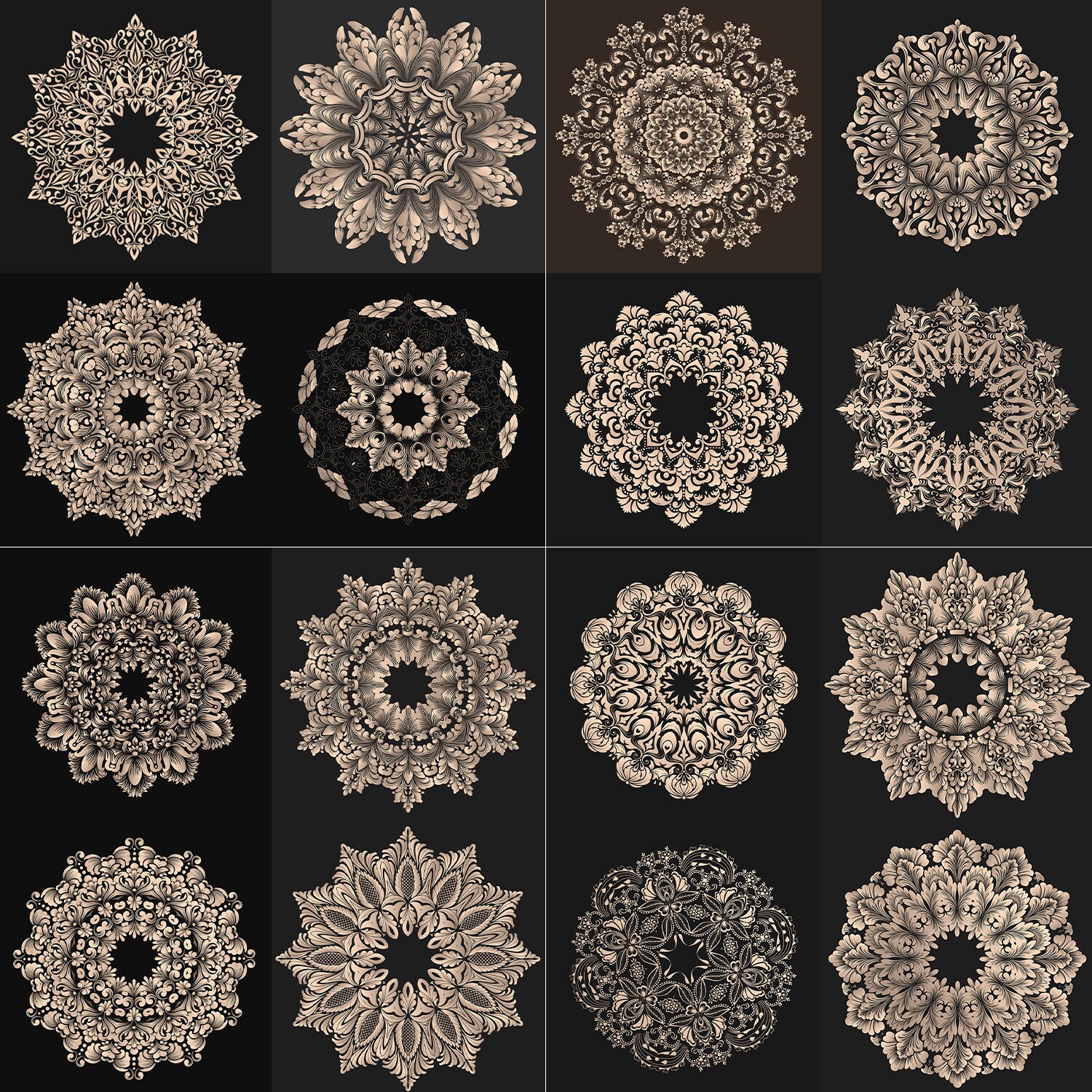 Mandalas Clip Art, Goodnotes Background Elements, Floral Patterns, EPS ...
