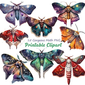 Dunkle Magie Motte Clipart, digitale Planer Aufkleber, wunderschöne PNG Clipart, Scrapbook Papier, A149
