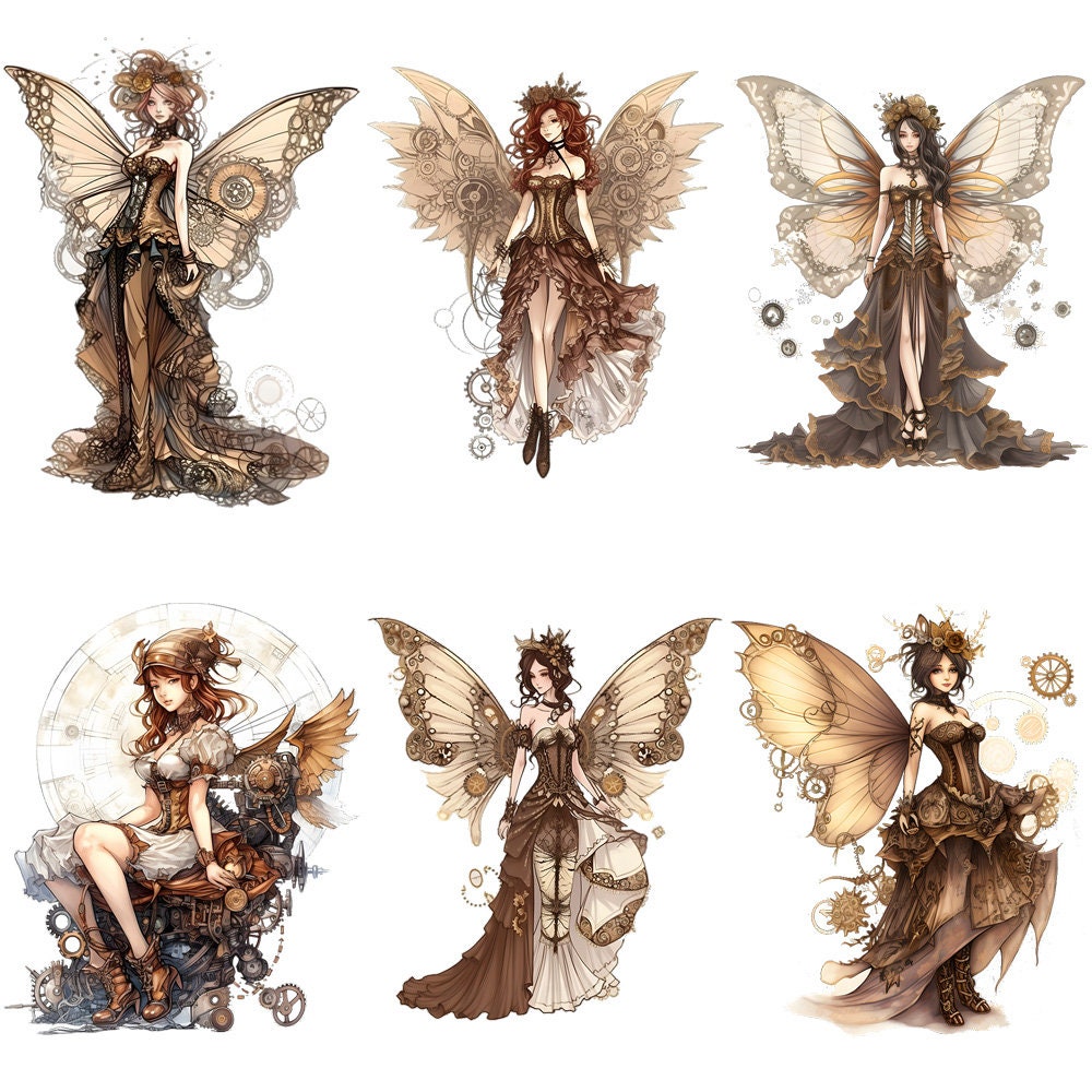 Mechanical Elf Clipart, Fantasy Illustration, Celestial Punk Butterfly ...