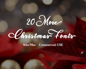 Christmas Font Bundle, Calligraphy, Farmhouse, Planner Fonts (Digital Download)