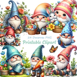Schattige dwergen clipart PNG, aquarel retro clipart, schattige babyjongen afdrukbare PNG, vintage mooie stickers, Happy Easter transparante PNG, A114