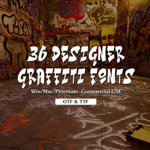 36 Graffiti Fonts Bundle, Punk Hip-Hop Style (TTF/OTF)