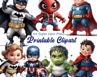 Superhero Avengers Clipart Bundle, 34 High DPI PNGs (Digital Download)