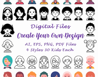 Barn Clipart Vektor, Pojke- och Flickaillustrationer (Digital Nedladdning)