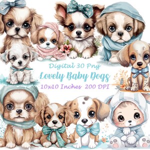 Imágenes Prediseñadas de perro acuarela, PNG de cachorro, imágenes prediseñadas de amapola linda, imágenes prediseñadas de pegatinas digitales de perro bebé, arte de pegatinas de cachorro bebé, descarga digital, A95