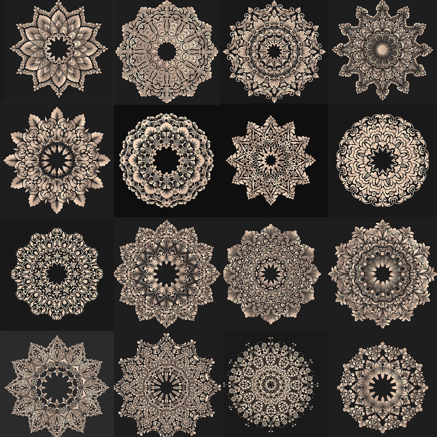 Mandalas Clip Art, Goodnotes Background Elements, Floral Patterns, EPS ...