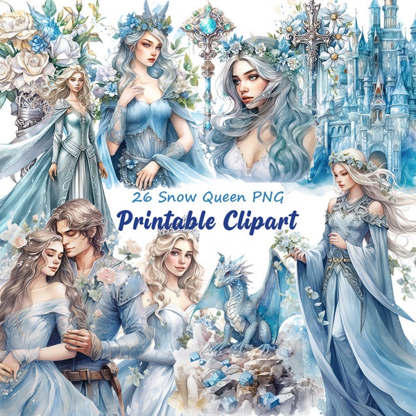 Snow Queen Castle Watercolor Clipart, The Game of Power PNG, Magic Queen Clipart, Dragon and Throne Clipart, Transparent PNG, A121
