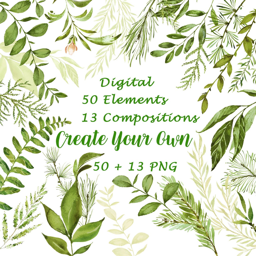 Creatable Leafs PNG Watercolor Floral Grass Clipart Bouquets, Spring ...