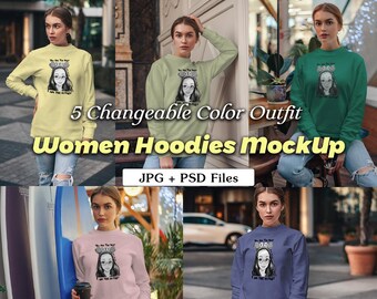 Modelbundel hoodies, mockup damesmode (PNG, PSD)