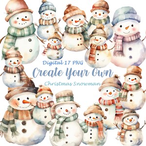 Snowman Clipart, Watercolor clip art, Christmas Clipart,High Quality, Digital Download - Card Making, Mixed Media, Digital Paper Craft A38