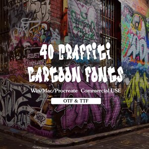 40 Gothic Cartoon Font Bundle, Cricut & Procreate Fonts (TTF/OTF)