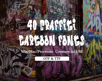 40 Gothic Cartoon Font Bundle, Cricut & Procreate Fonts (TTF/OTF)