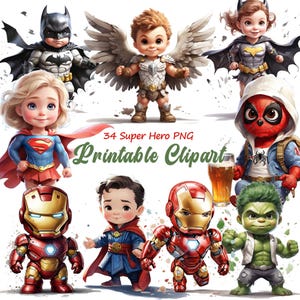 Superhero Clipart PNGs, Superhero stickers, Superhero Avengers Clipart, Super Heroes Boys Clipart, Superhero Bundle, Hulk Clipart, A191