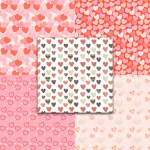 Valentine's Day Pink Heart Patterns, Scrapbook Paper (digital Download ...