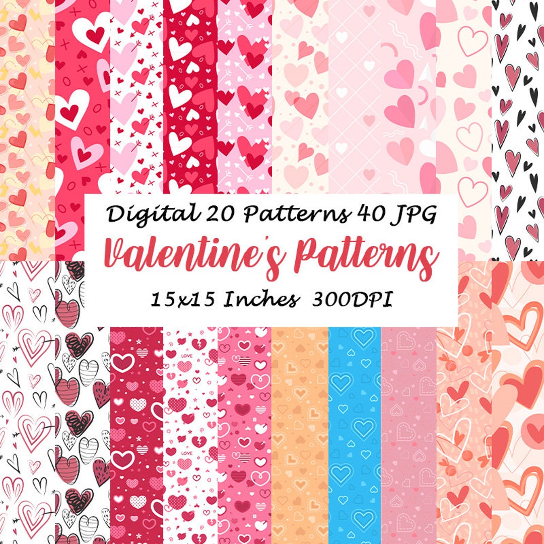 Valentine's Day Heart Patterns, Seamless Repeat (digital Download) - Etsy