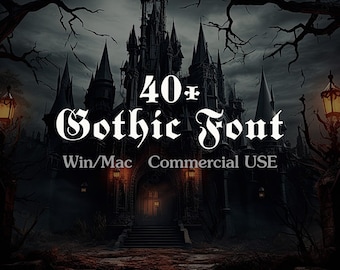 40+ Gothic Font Bundle, Commercial Use (TTF/OTF) (Digital Download)